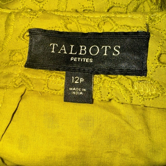 TALBOTS GREEN FLORAL EYELET SKIRT SIZE 12p PETITE - Picture 4 of 9